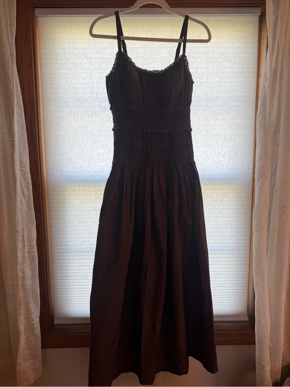 Abercrombie & Fitch Chestnut Smocked Maxi Dress with Spaghetti Straps